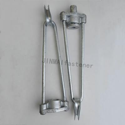 China 65kN Carbon Steel Arc Type Stay Rod With Thimble And Square Plate Made In China For Hot Dip Galvanized Steel Electrical Power Line Fittings for sale