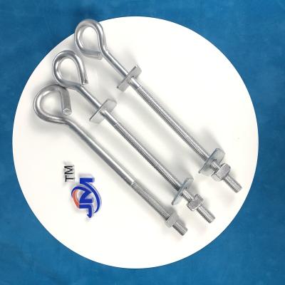 China Industry Galvanized Pigtail Eye Bolt / Pigtail Bolt Hook Bolt For Electric Power Fittings for sale