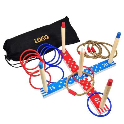 China New Zealand Pine Wood Hook Ring Toss Quoits Game Shot Durable Custom Wooden Game Outdoor Game for sale