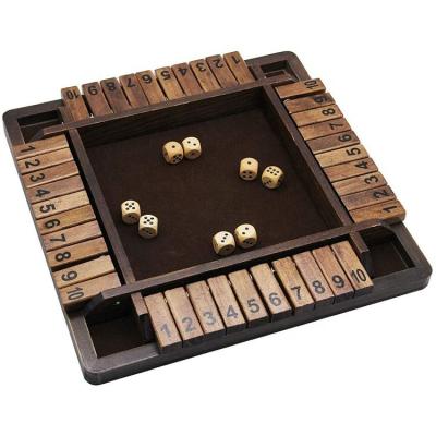 China Indoor Tabletop Game Table Solid Wood Wooden Game 4 Players Board With Dice Closed Box for sale