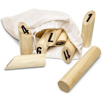 China Wooden Throwing Game Wooden Throwing Pin Skittles Number Kubb Pine Wood Number Game Set For Lawn Game for sale