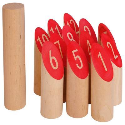 China Rubber Wooden Outdoor Lawn Game Hardwood Number Custom Kubb Game Set With Net Bag for sale