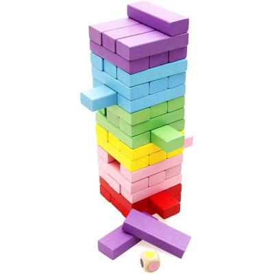 China Wooden Collapsing Building Blocks Tower Toy Mini Colorful Wood Stacking Building Blocks for sale