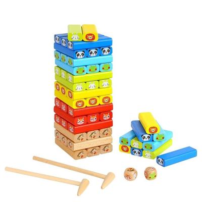 China Building Toy Customized Color 54 Pcs Wooden Tumbling Tower Layer Stacking Blocks Tumbling Timber For Party for sale