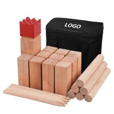 China Adults Giant Wooden Hardwood Lawn Rubber Game Set Kubb Yard Rubber Wood Outdoor Game For Kids With Carry Bag for sale