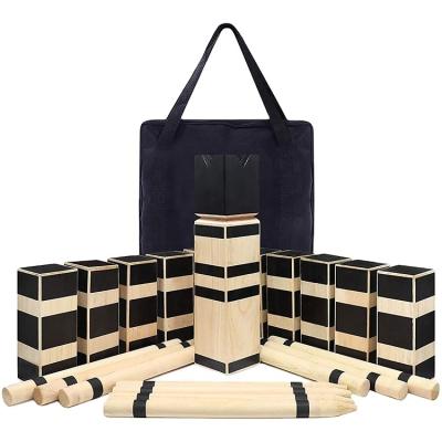 China Kubb New Arrivals Portable Lawn Outdoor Game Backyard Wooden Game Set With Bag for sale