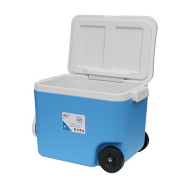 China Factory direct shipping waterproof wholesale blue cold box portable 45l ice cold chain cooler box for sale