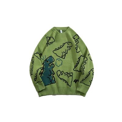 China Anti-wrinkle Harajuku Male Knitted Hip Hop Streetwear Dinosaur Cartoon O-neck Pullover Sweater for sale