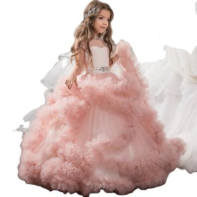 China 2021 Hot New Seller Fashion 3D Kids Blue Ball Gowns Anti-wrinkle 14 Years Old Party Girls Pageant Dress for sale