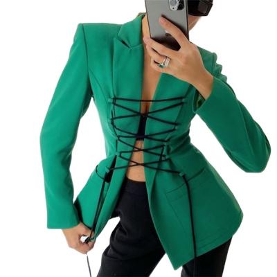 China Breathable of the latest 2022 sexy design women's dress women's long-sleeved lace-up dress and jacket small suits for sale