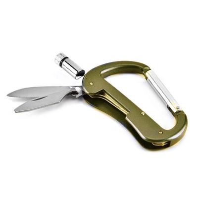 China Stainless Steel Multi Tools Key Chain With Led Light Climbing Hook With Carabiner Pocket Knife For Hiking for sale