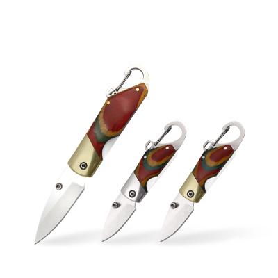 China Small Stainless Steel Pocket Knife Main Chain OEM Blade Knife Non-variable Camping Folding Wooden Handle For Outdoor for sale