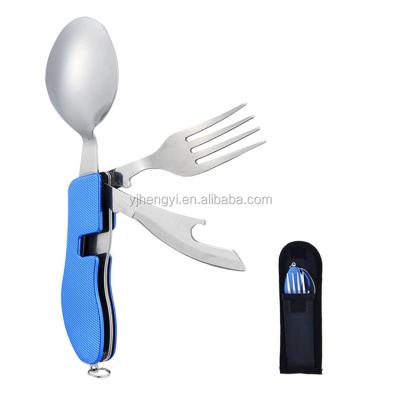 China Viable 3 in 1 Multifunctional Cutlery Folding Spoon Knife Fork Utensil Set for sale