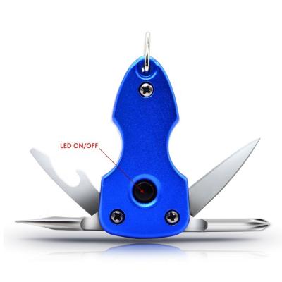 China New factory wholesale stainless steel multi function pocket knife main chain tool folding knife with torch for sale