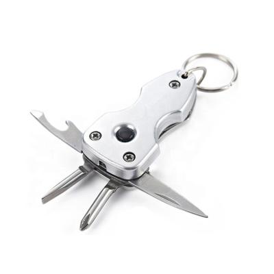 China Promotion Gift Stainless Steel Pocket Knife Non-variable Folding Multi Key Chain Tool Multi Knife With LED Light for sale