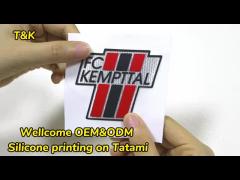 Custom silicone printing on tatami heat transfer logo customizable 3d silicon tatami heat transfer l