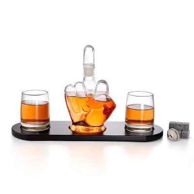 China Novelty Whiskey Middle Finger Decanter Wine Decanter Set and Glass Set by The Perfect Gift for sale