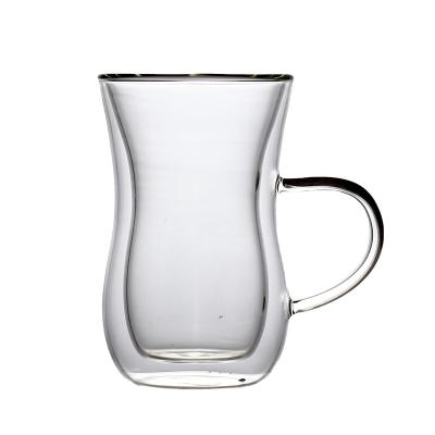 China Viable 350ml Borosilicate Glass Espresso Handmade Heat Resistant Transparent Coffee Mugs for sale