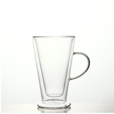 China Wholesale Hotel China Double Layer Heat Resistant Glass Mugs With Handle for sale