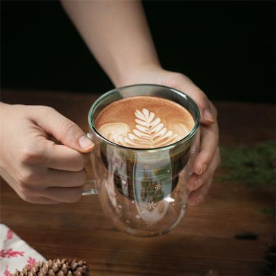 China Interesting 300ml Christmas Tree Viable Glass Coffee Mug for sale