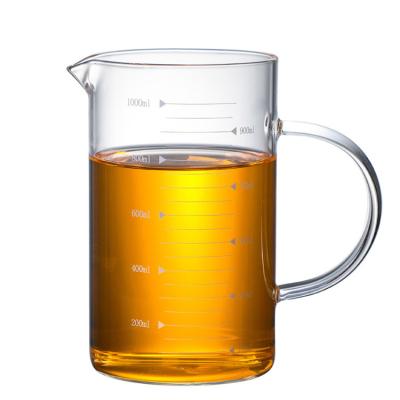 China Sustainable Glass Measuring Cup With Handle Transparent Glass Beaker With Scale for sale