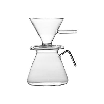 China Borosilicate Glass Sustainable Heat Resistant Coffee Maker Pour Over Glass Coffee Pot With Stainless Steel Strainer for sale