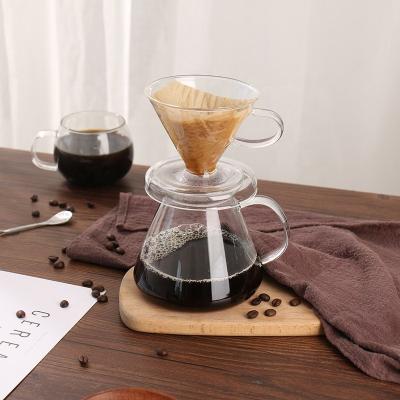 China Sustainable High Borosilicate Heat Cup Pour Over Glass Coffee Maker Gift 500ml Transparent Home Use Bartender for sale