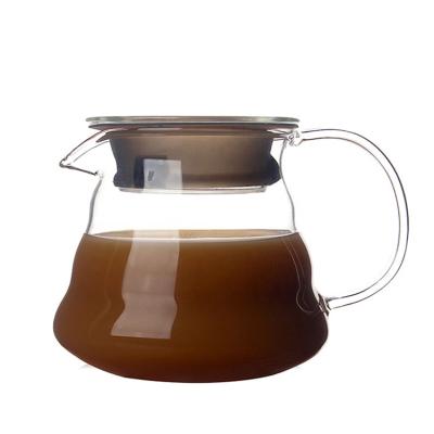 China Sustainable Drip Iimited Coffee Dripper Style Server Kettle 400ml Coffee Hot Pot / Teapot Set Heat Resistant Glass for sale