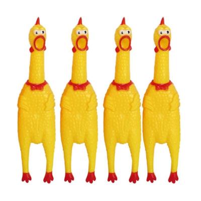 China Kids Toys Middie Size Chicken Pets Dog Toys Funny Screaming Rooster Crows Attract Puppy Toy Rubber Chicken Squeak Squeeze Toys for sale