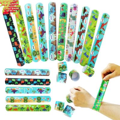 China Children's toys applause circle hand bracelet cartoon dinosaur colorful figures and animals slap wristband gifts wristband PVC wristband for sale