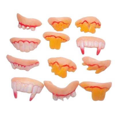 China Promotional Simulation Funny And Tricky Plastic Buck Teeth Zombie Forehead Teeth Cover Tooth Gift Halloween Plastic Soft Toys for sale