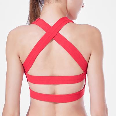 China Wholesale And Custom Private Label Breathable Logo High Impact Adjustable Fitness Push Up Running Workout Mesh Strappy Sports Bra for sale