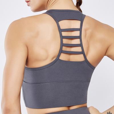 China Wholesale and Custom Logo Strappy Fitness Private Label Breathable Push Up Workout Running Yoga Sports High Print Bra for sale