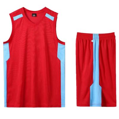 China Breathable Simple Pattern Basketball Jersey Sets Kits Design Custom Wear Mens Womens Solid Color Basketball Uniform for sale