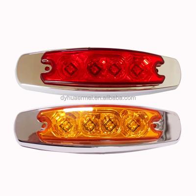 China Source factory 4LED chrome plated  side marker  lights license lamps alarm lamps for trailer truck  12V24V0-30V Universal for sale