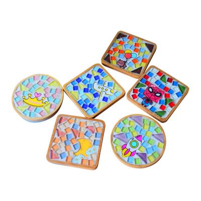 China Sustainable Creative Handmade Mosaic Tiles Coaster Kids DIY Bamboo Mosaic Coaster Kit For Kids Carfts for sale