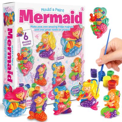 China Wholesale Parent-Child Interactive Plaster Painting Kit For Kids Diy Mold And Paint Handmade Craft Toys Mermaid Plastering Tools Kit for sale