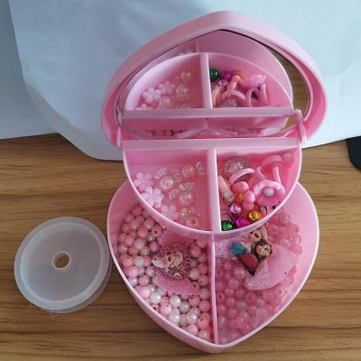 China .Inactive Educational Wholesale Plastic Jewelry Box Set With Beads Cute Ring Accessories Bracelet Case Popular Storage Handcraft Toy For Kids for sale