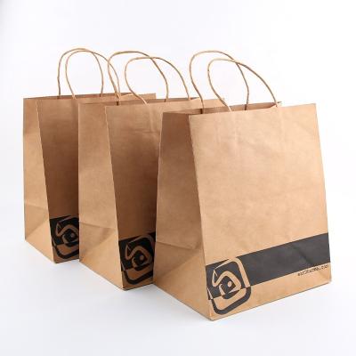 China Recyclable Custom Printed Your Own Logo White Brown Kraft Gift Craft Shopping Paper Bag Kraft Paper Bag With Handles for sale