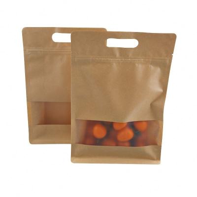 China Disposable Recycled Recyclable Biodegradable Biodegradable Materials Yunqian Paper Zip Lock Aseptic Bags Logo Kraft Bag With Window for sale