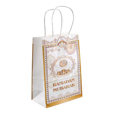 China Wholesale Recyclable Daily Ramadan Bags Eid Mubarak Muslim Gift Paper Bag 2021 Ramadan Festival Party Bag for sale