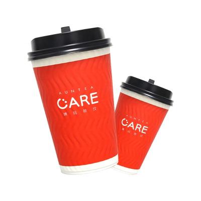 China PP-019 6oz 10oz 12oz Biodegradable Custom Logo Biodegradable Disposable PLA Coated Coffee Cups Paper With Lid for sale