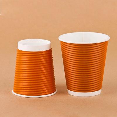 China YQ PC-13 8oz 12oz 16oz Ripple Ripple Coffee Paper Cups Custom Maker YQ PC-13 Single Wall/Double Wall/Wall Compostable Paper Cups for sale