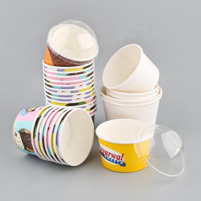 China Wholesale Disposable Ice Cream Cups 4oz 5oz 6oz 8oz 10oz Disposable Paper Cup With Lids for sale