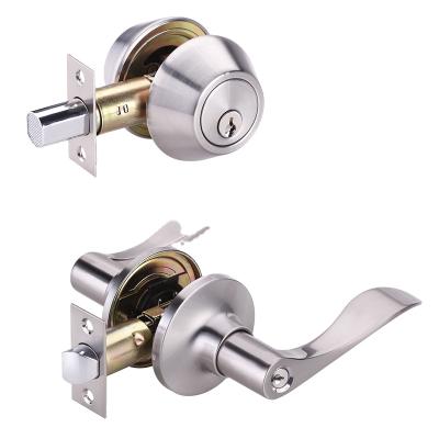 China OEM Wide Factory Application Combination Lock Set Satin Nickel Front Door Lock Set Lever and Deadbolt Lock Set for sale