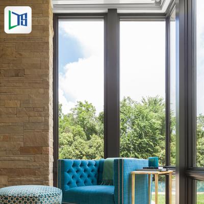 China Double Corner Magnetic Aluminum Fixed Window Tempered Glass Screen Flat Seal Aluminum Corner Window Design for sale