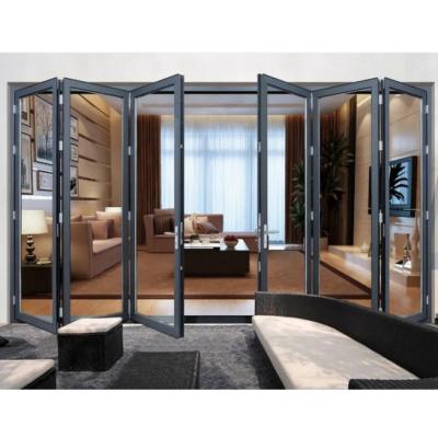 China Sound Insulation Customized Design Aluminum Folding Glass Patio Doors Aluminum Folding Glass Doors Exterior for sale