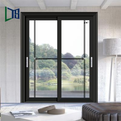 China Sound Insulation Foshan LYS Burglar Proof Anodized Big Black Aluminum Sliding Doors Standard Aluminum Sliding Door Sizes Manufacturers for sale