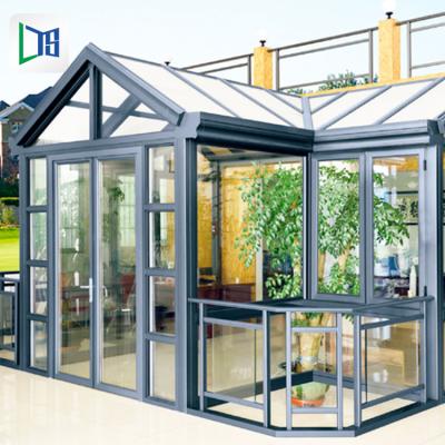 China Contemporary high quality aluminum glass conservatory frame sunroom 4 seasons glass house for sale