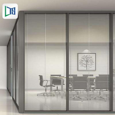 China Soundproof / Waterproof High Quality Tempered Frosted Glass Aluminum Frame Partition Doors Walls For Office for sale